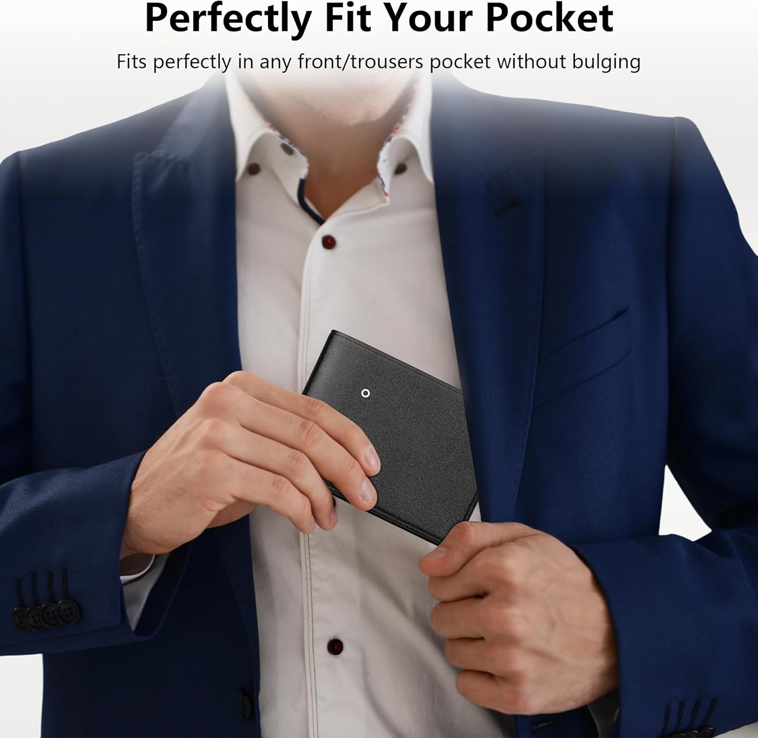 Auskang Smart Wallet For Men with Tracker, Best Gift for Men Wallet, Works with Apple Find My, RFID Blocking, Credit Card Holder, Not For Android, Black (No pattern) - Image 6