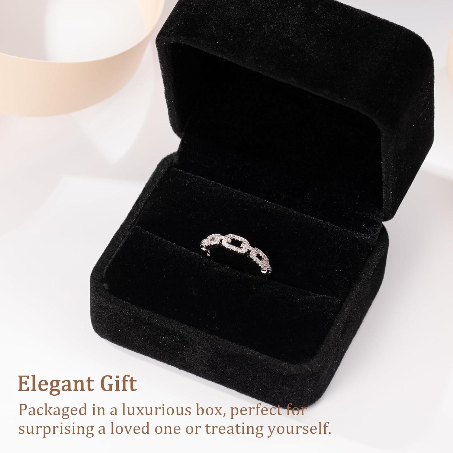 Moissanite Wedding Bands for Women,White Gold D Color VVS1 Wedding Rings,Half Eternity Twist Chain Ring, Stackable Non-Tarnish Anniversary Promise Ring Sizes 5-10 - Image 7