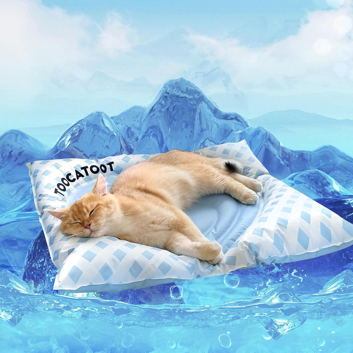 Dog Cooling Mat 27” x 23”, Durable Self Cooling Gel Material for Kennel, Crate, Sofa, No Water & Electricity Needed, Waterproof and Washable Pad for Dogs, Cats in Summer, Non-Toxic – Blue