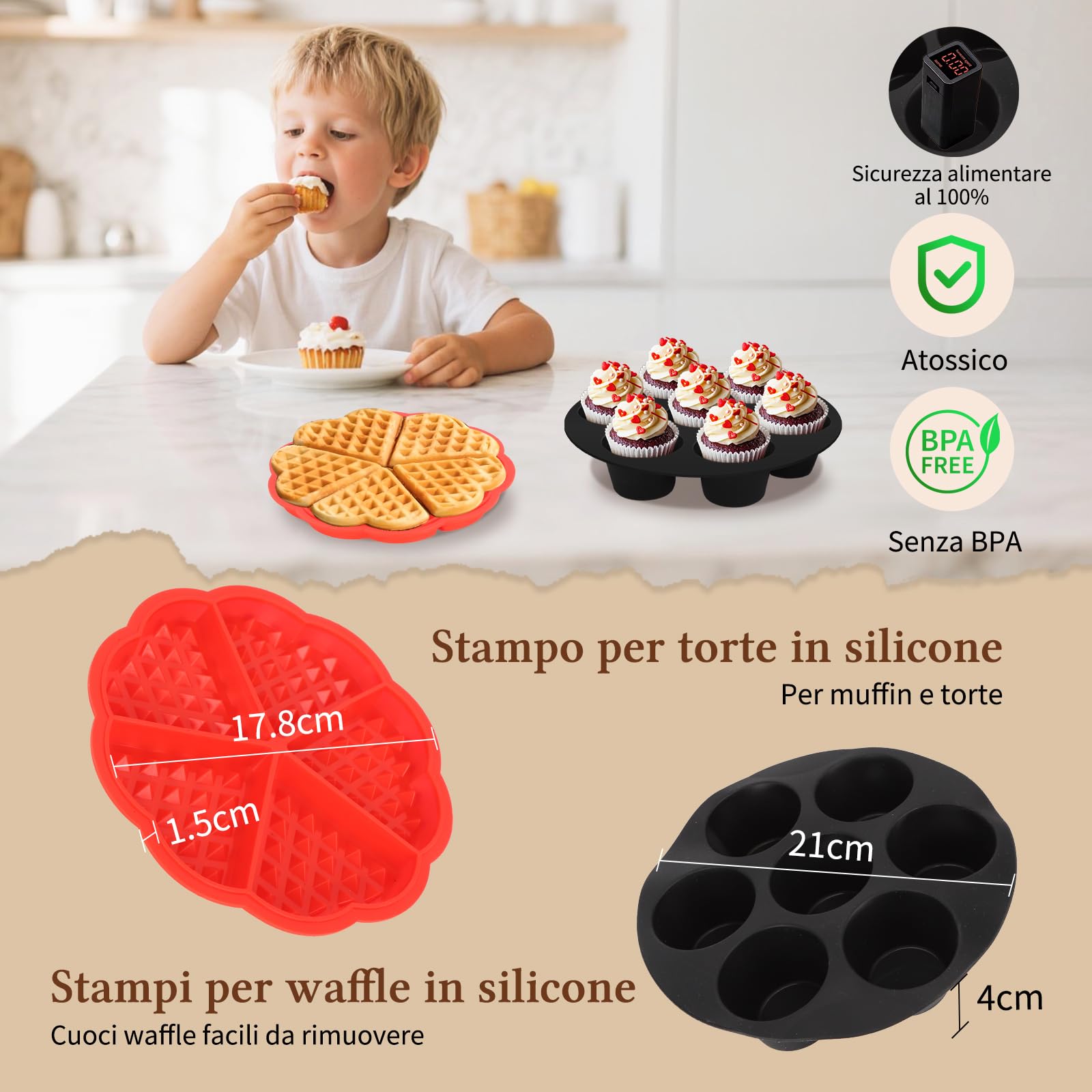 Accessori Friggitrice ad aria,12 Friggitrice ad aria accessori con Griglia, Pizza Teglia, Silicone Contenitore Waffle, Senza BPA, per Aigostar COSORI Cecotec Ninja Philips 5,5L 6L 6,2L 6,5L