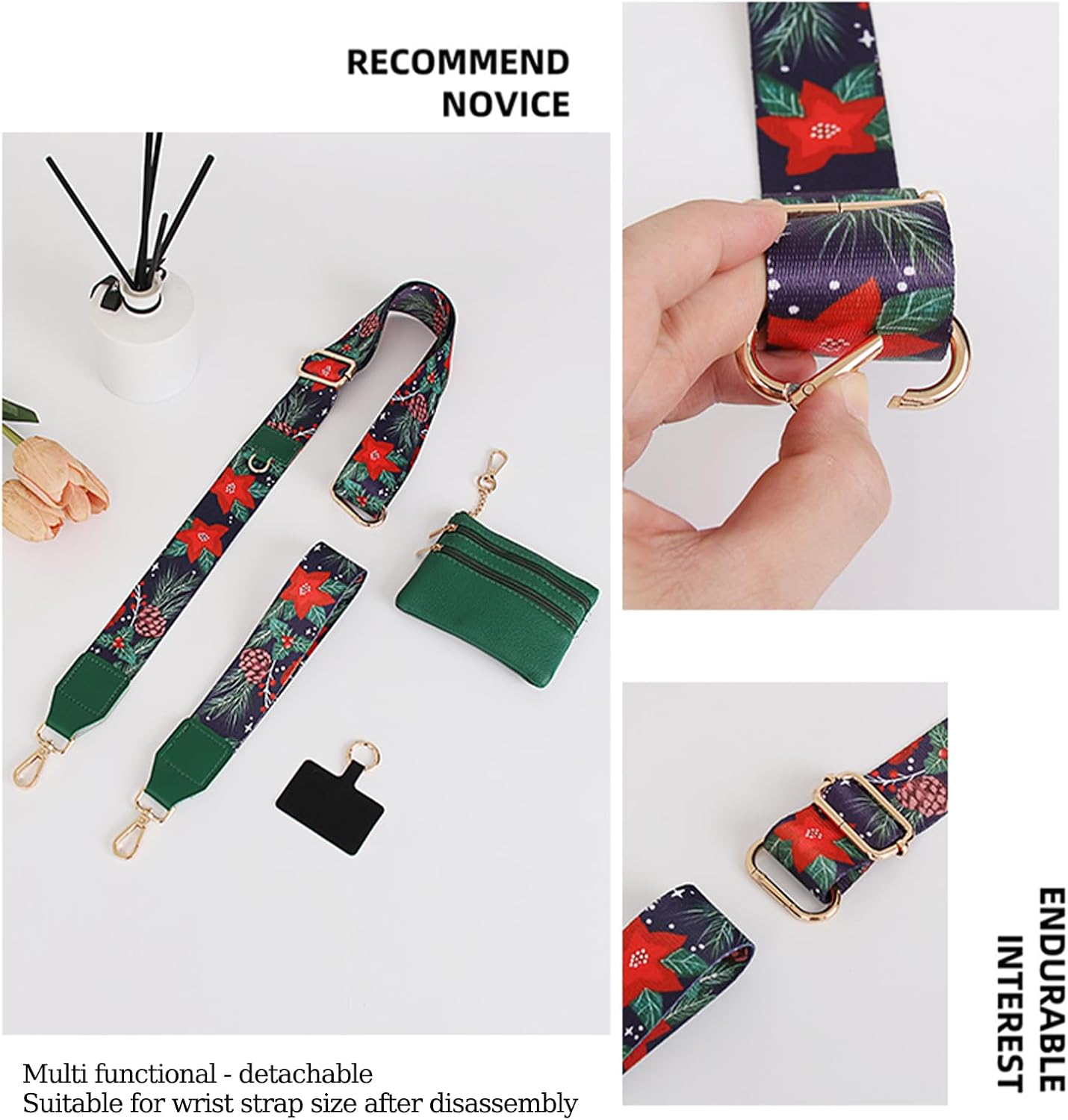 Phone Strap with Zippered Pouch, Clip and Go Strap for Phone with Wallet Crossbody, Adjustable Crossbody Phone Strap-2