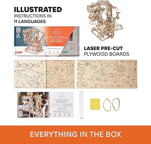 Vista 14 de UGEARS Rompecabezas 3D de madera para adultos – Modelos de elevación en espiral de mármol de madera para adultos – Kit avanzado de rompecabezas 3D