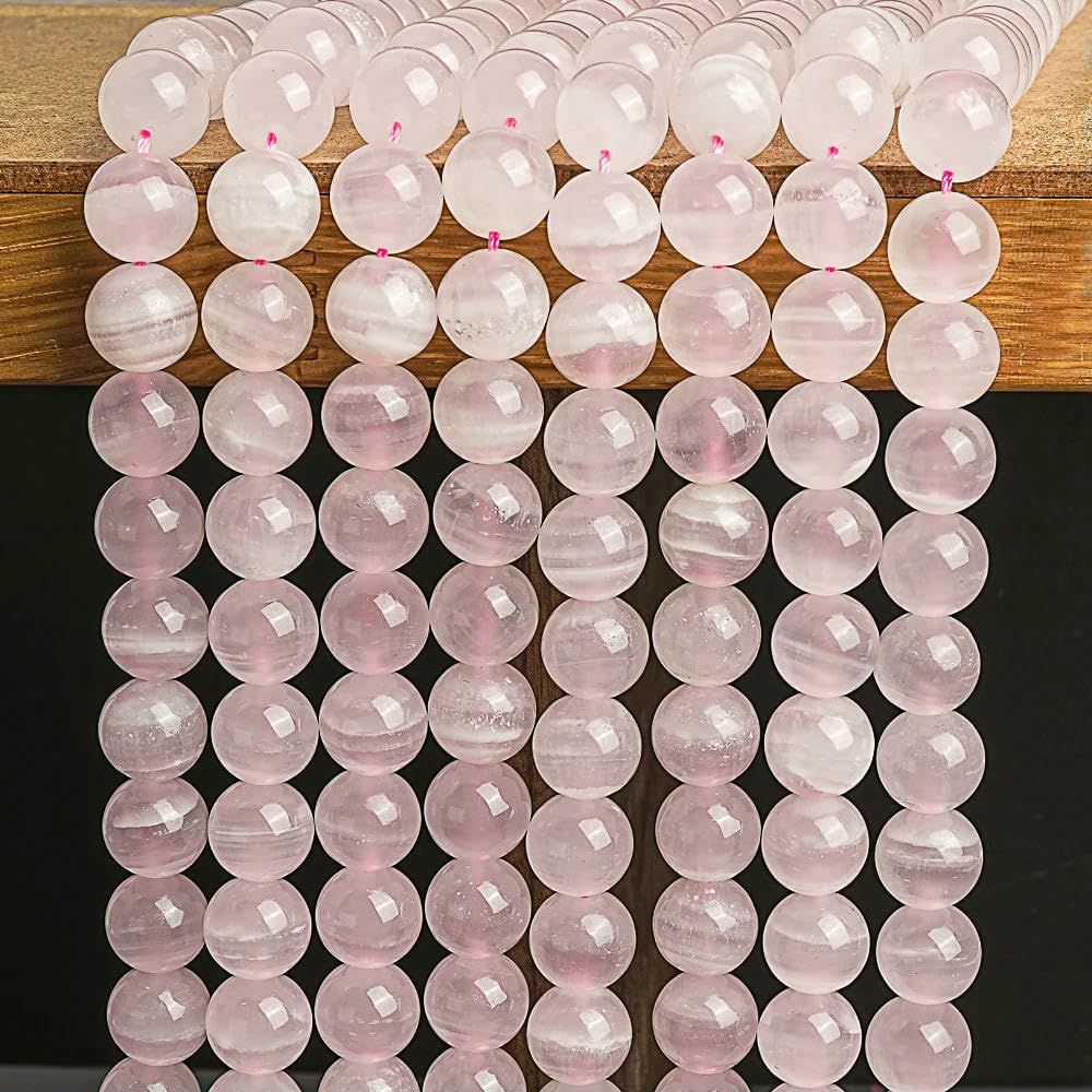 Cuentas redondas de calcita lisa natural, gema espaciadora rosa para hacer joyas, pulseras, pendientes, accesorios hechos a mano, 15'' rosa, 10 mm aprox. 38 cuentas