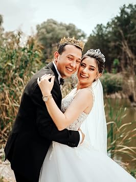 Royal King and Queen Crowns Set 2Pcs Gold King Crowns for Men and Silver Queen Tiaras for Women Crystal Couple Crown for Bride Prom Birthday Party Halloween Costume Accessories
