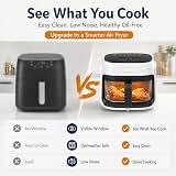 7.4QT Glass Air Fryer with Glass Basket, White, Visible Window Lid, Digital Control, 360° Air Circulation, Oil-Free Cooking & Baking, Nonstick, Dishwasher Safe Easy Clean — image 4