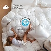 Vista 4 de Royoliving - Edredón de plumas de pato gris, tamaño Queen, para todas las estaciones, con funda 100% algodón, con relleno, con fijaciones