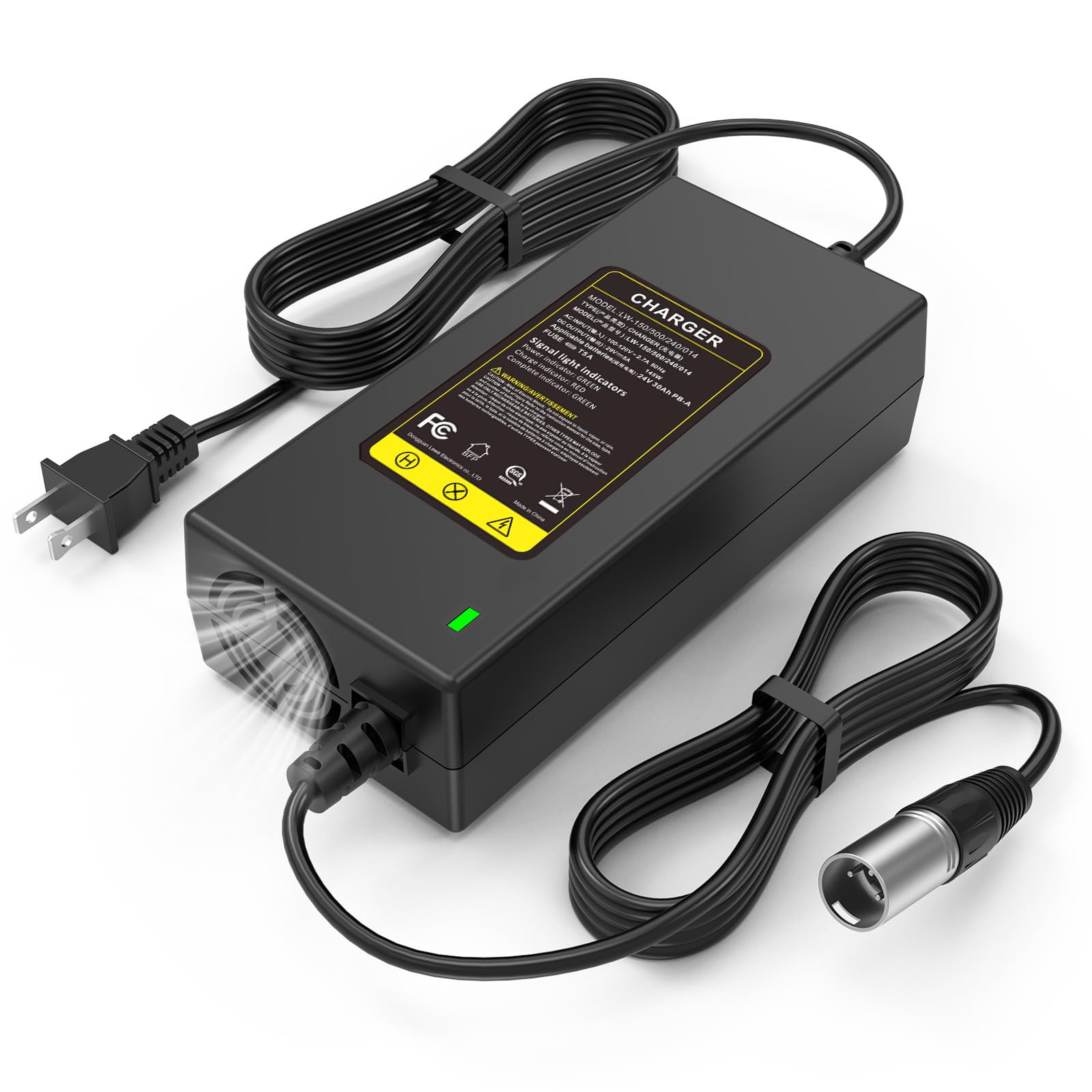 Photo 1 of 29V 5A for 24V 5A 3-Pin Male XLR Connector Battery Charger for Lakematic, Pride Mobility, Jazzy Power Chair, Drive Medical, Golden Technologies, Shoprider, Rascal 200T/500T/301 PC 24BC5000TF-1