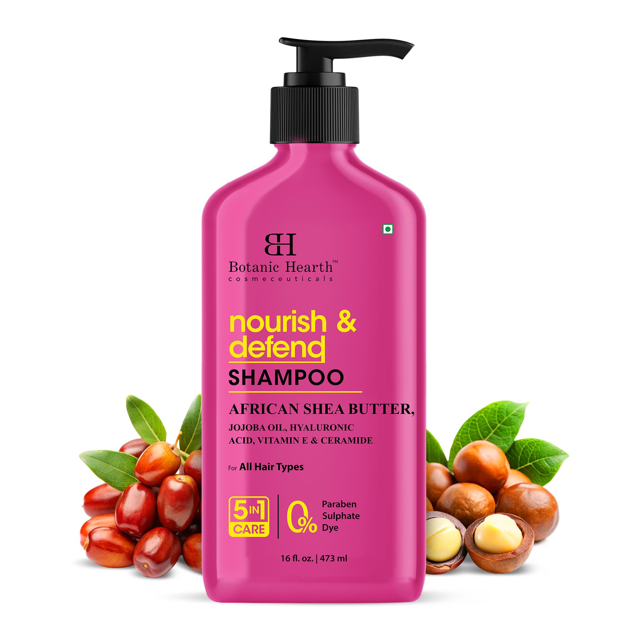 Botanic Hearth African Shea Butter Shampoo Infused With Jojoba Oil, Hyaluronic Acid, Vitamin E & Ceramide | Clarifying Shampoo To Nourish, Defend & Strengthen Hair | For All Hair Types, 16 Fl Oz