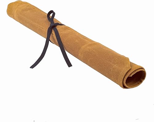 Miniatura 44 de Rollo de cuchillos, organizador de estuches para cuchillos, lona encerada duradera con forro resistente a cortes, 5 bolsillos (caqui) Caqui