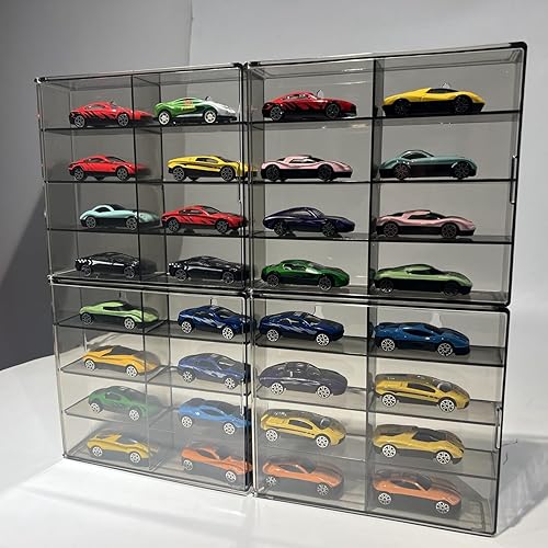 Miniatura 7 de Hot Wheels - Estuche de exhibición de montaje en pared, almacenamiento de pared de coche de juguete 1/64, organizador de coche de 4 piezas, 32