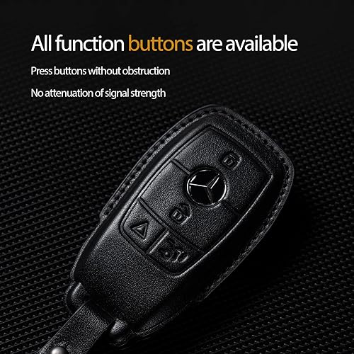 Miniatura 7 de Smyfob Funda de cuero para llavero de automóvil, color marrón, compatible con Mercedes Benz, Marrón