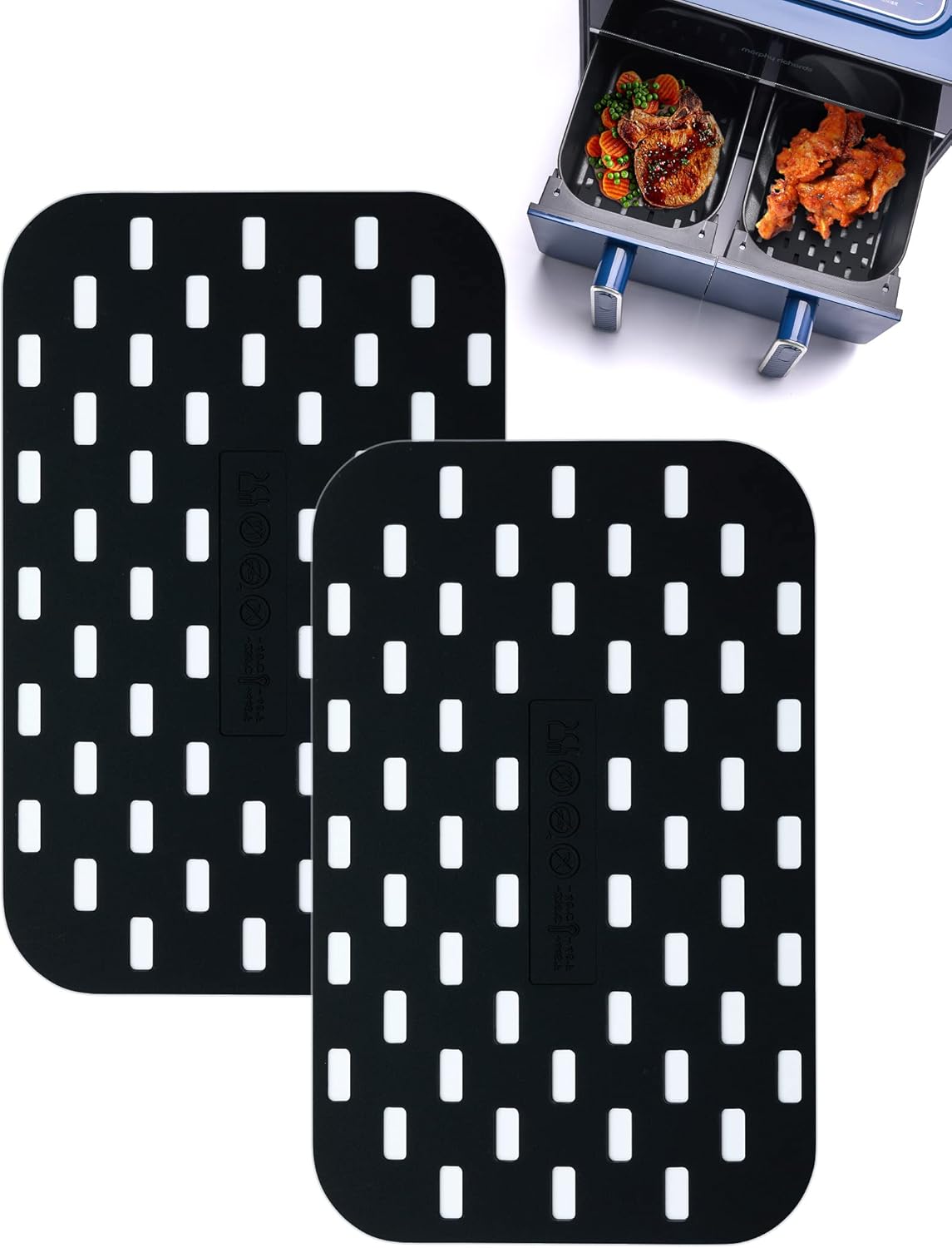 Air Fryer Silicone Mats, 2PCS Rectangle Air Fryer Liners