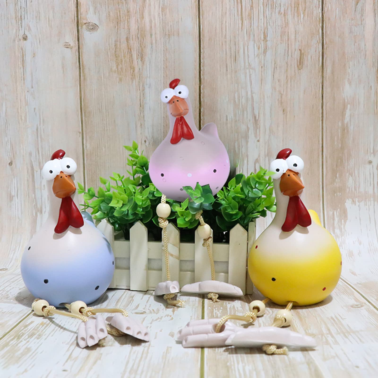 Ceramiczna dekoracja ogrodowa, żywica i ceramika, kogut 28 cm, dekoracja ogrodowa, ręcznie wykonana, statuetka ogrodowa, figurka kury, kura, zwierzę, figurka rolna, trawnik, balkon, do salonu, odporna na działanie warunków atmosferycznych (5 sztuk)