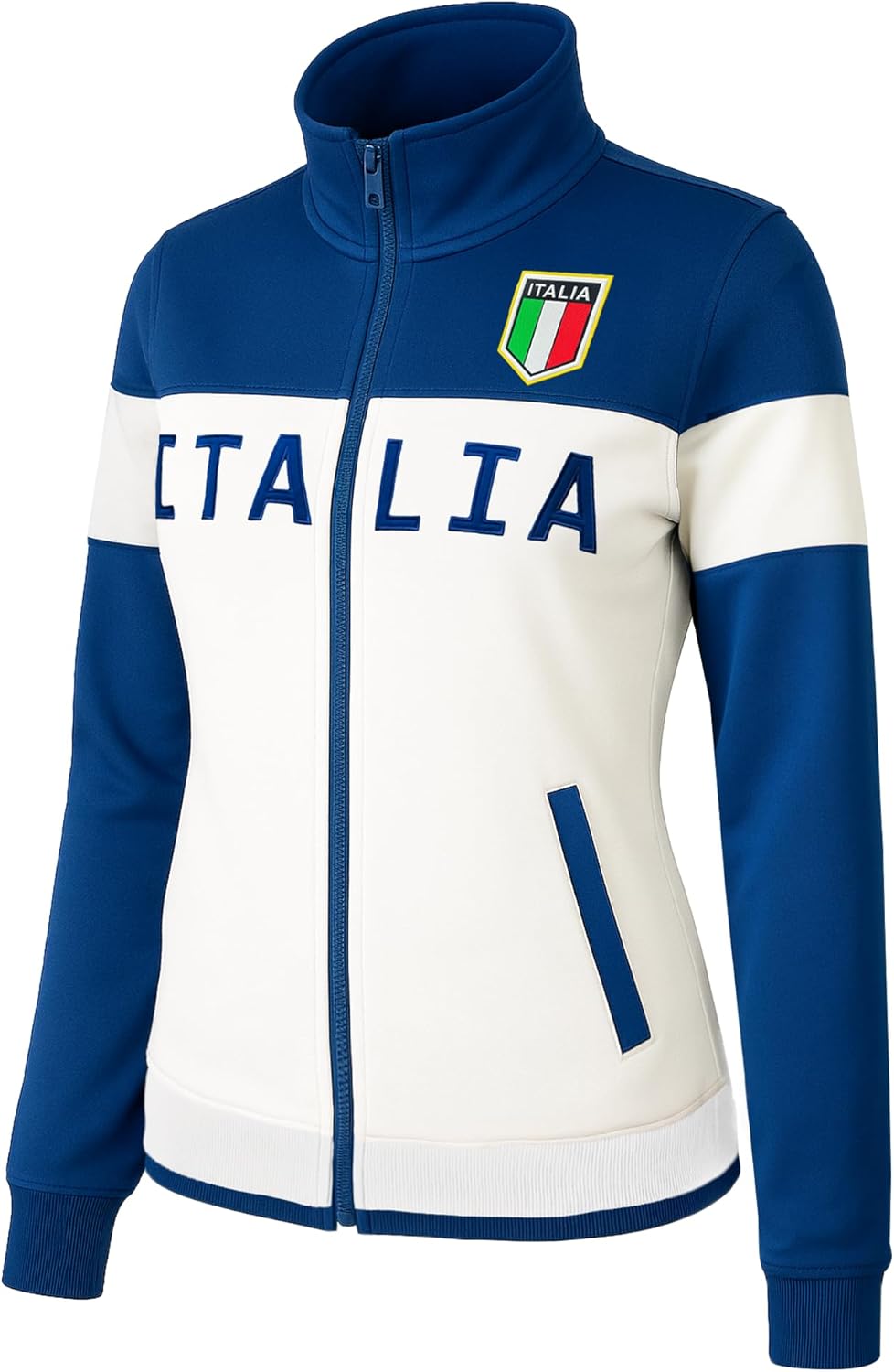 Just 4 Kicks Women's White Italy Full Zip Track Jacket - Italia Warm-Up Jacket