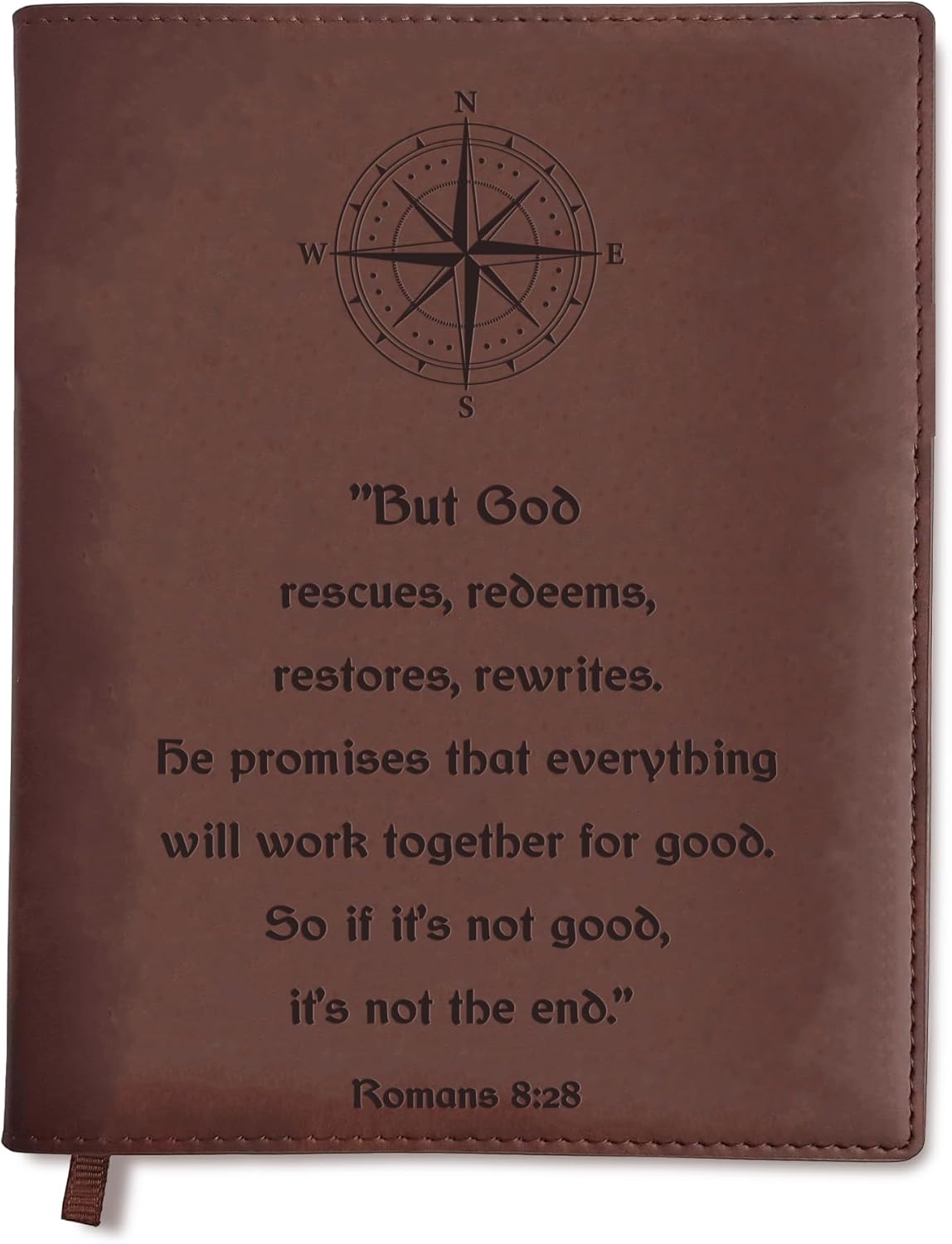 Sunny Lark "But God... Leather Journal | Refillable Leather Journal for Women & Men | Bible Study Journal with Romans 8:28 Text