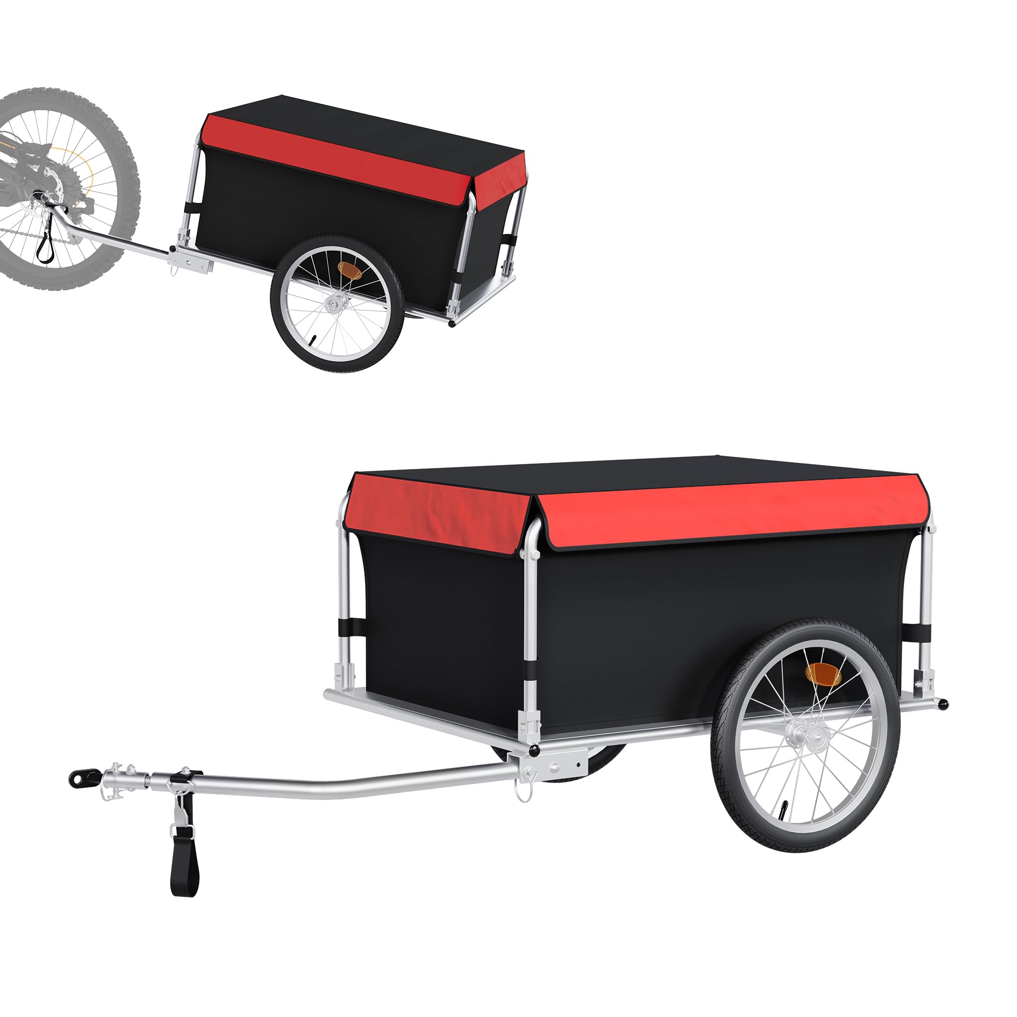 Wiltec Fahrrad Lastenanhänger 135x60x58 cm bis 65 kg, Fahrradanhänger mit Deichsel klappbar & Schnellkupplung für Einkäufe, Urlaub, Radtouren Sport & Freizeit