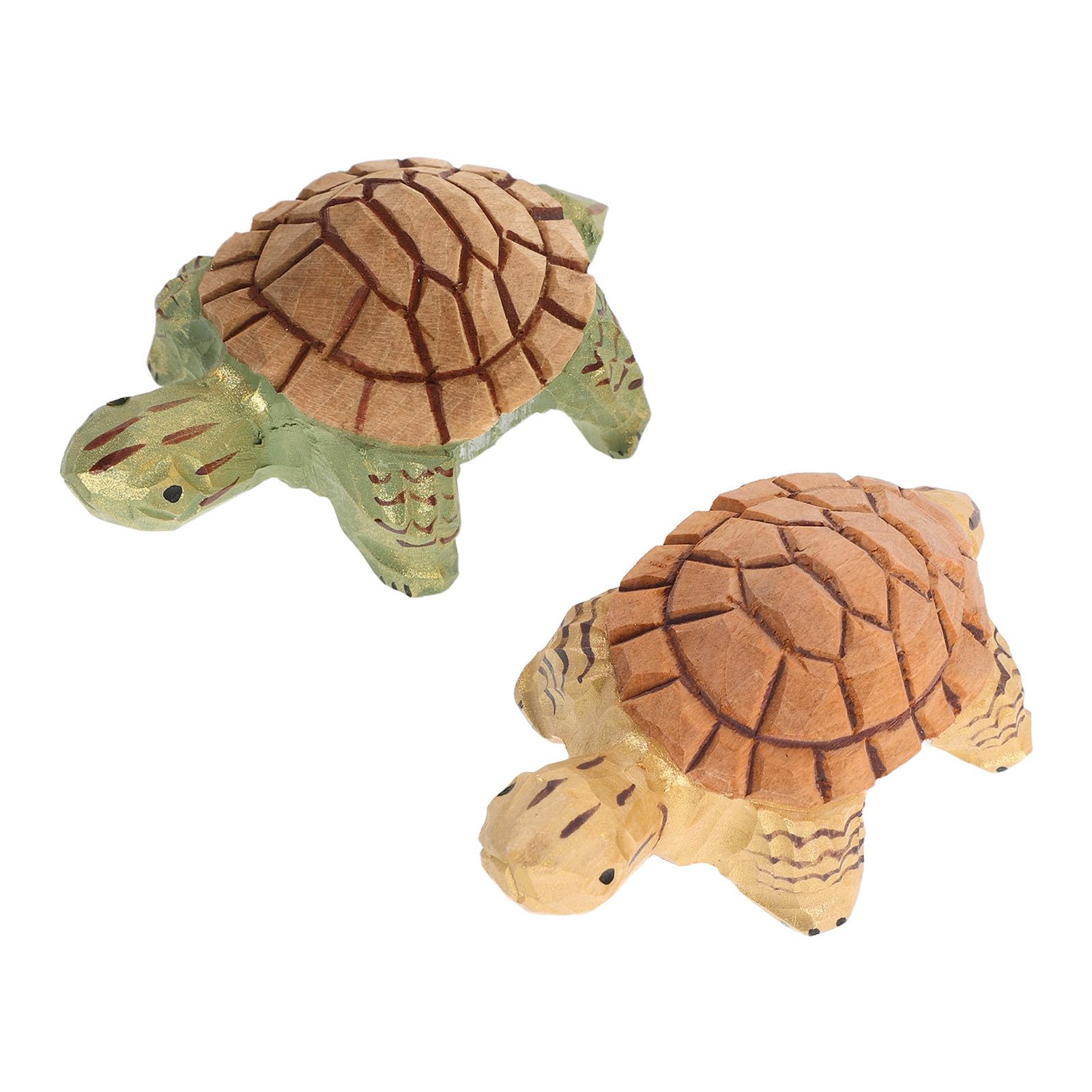 Escultura de madera de tortuga en set de 2 piezas con acabado pulido