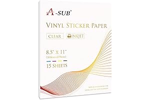 A-SUB Clear Sticker Paper for Inkjet Printers - Waterproof Transparent Printable Vinyl Sticker Paper