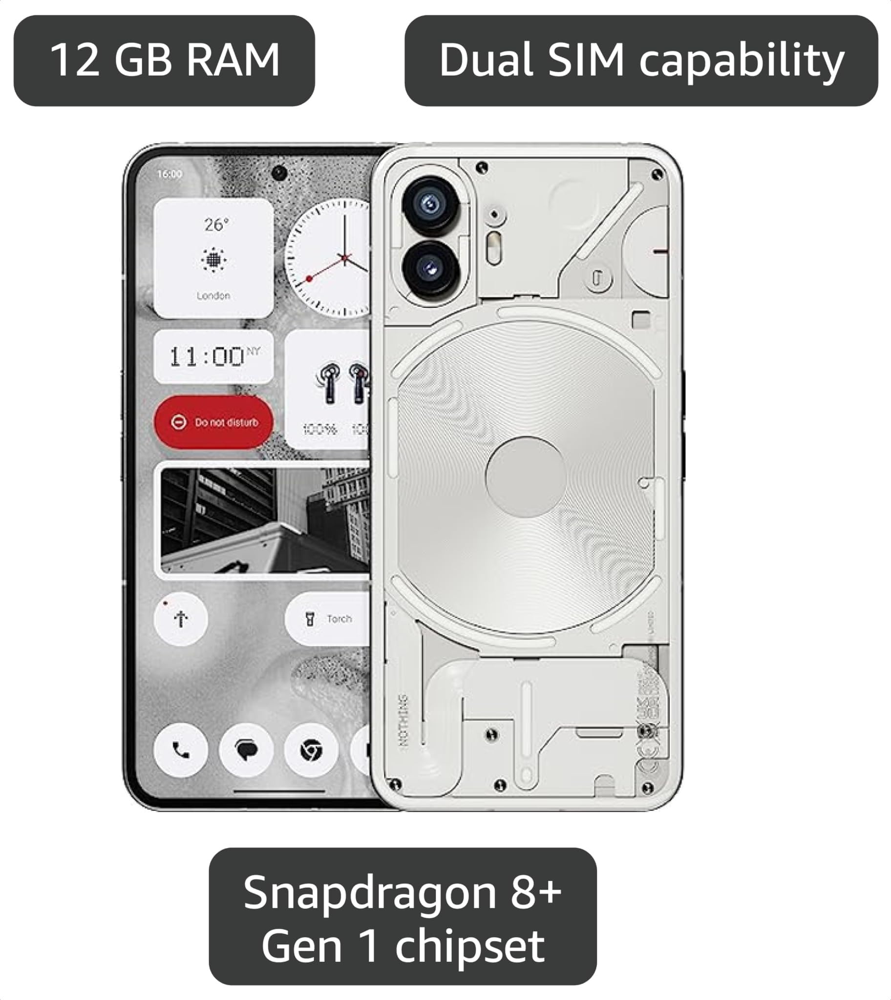 Amazon.com: Nothing Phone (2) - 512 GB + 12 GB Ram, Glyph