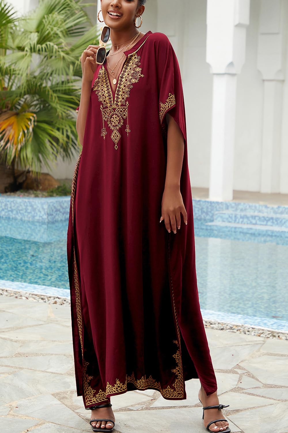 Femmes Plage Caftan Surdimensionné Chemise de Nuit Bohomian Kimono Vêtements de Nuit Biniki Couverture Ups Sarong Paréo