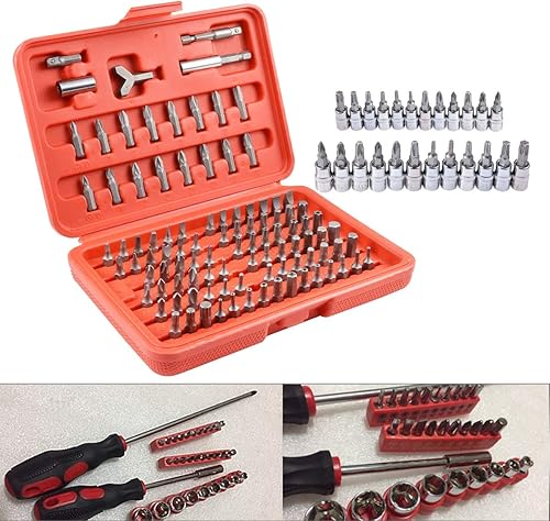 Miniatura 8 de KATUR Juego de 100 puntas de seguridad multiusos con soporte magnético para puntas de extensión, destornillador hexagonal métrico y SAE a prueba de