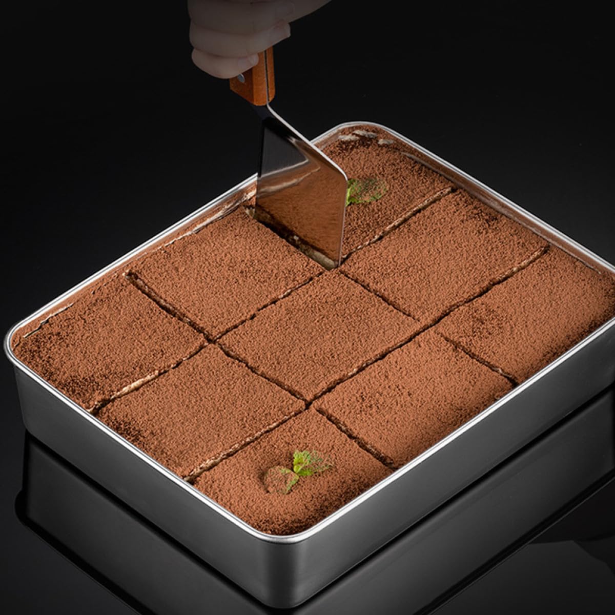 HOMSFOU Acciaio Inox Teglia da Forno 2 Pezzi per Tiramisù