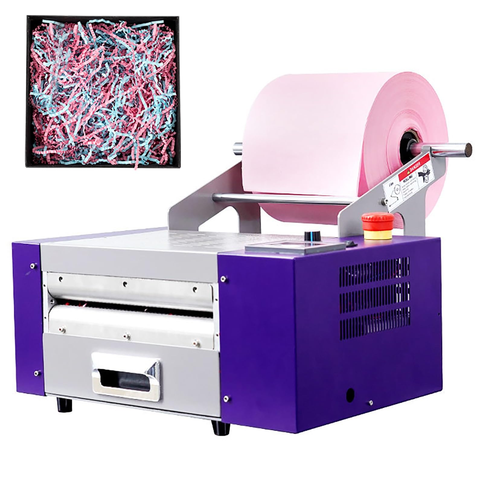 SBCGFY Electric Raffia Zigzag Paper Shredder, Automatic Paper Crinkle Cut Shredding Machine, With Length Setting/Lcd Display, For Bag Filler Decor
