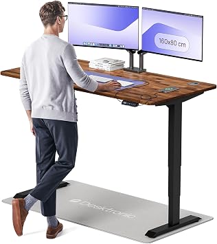 Desktronic HomePro Solid Wood Standing Desk – 160 X 80 Cm Height Adjustable Desk With Dual Motor, Touchscreen Controller, Usb/usb-c Ports, And 3 Memory Presets – Modern Office Desk For Home Or Work