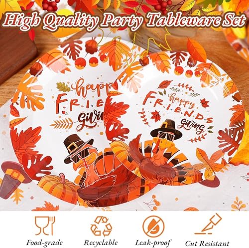 Miniatura 3 de 210 unidades, 30 platos y servilletas de Acción de Gracias, juegos de vajilla desechables, platos de papel de pavo, servilletas, vasos, cuchillos,