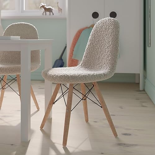 Miniatura 2 de Flash Furniture Zula - Silla moderna acolchada de piel de oveja sintética para niños, tapizado acolchado de piel de oveja sintética color blanco