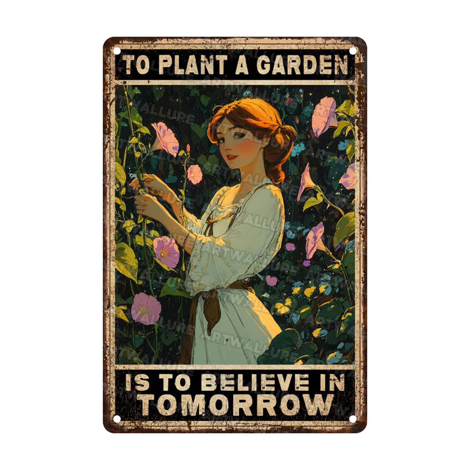 Anceky Metal Sign Vintage To Plant A Garden Is To Believe In Tomorrow Tin Sign Wall Decor for Home Kitchen Entryway Backyard Outdoor 12×16 Inch
