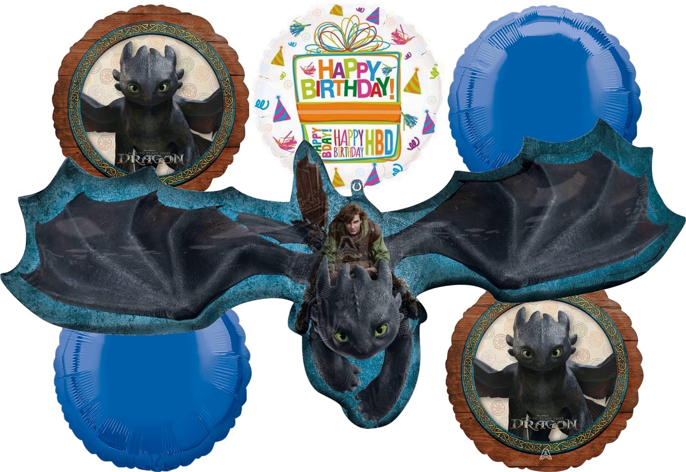 Anagram Hiccup and Toothless Birthday Party Supplies 6 pc Balloon Bouquet Decorations