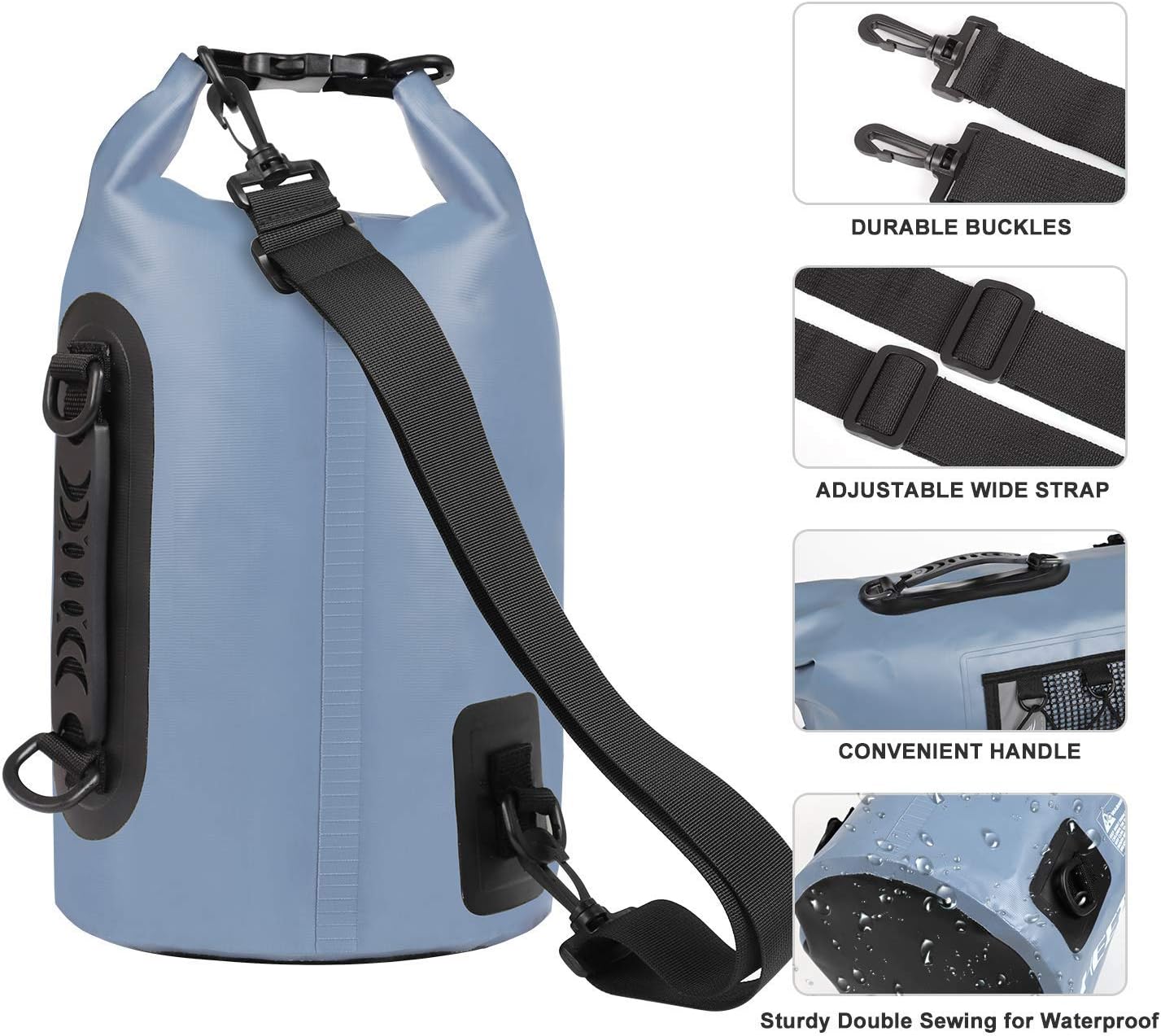 HEETA Waterproof Dry Bag for Women Men(Upgraded Version), 5L/ 10L/ 20L/ 30L Roll Top Lightweight Dry Storage Bag Backpack with Phone Case : Sports & Outdoors