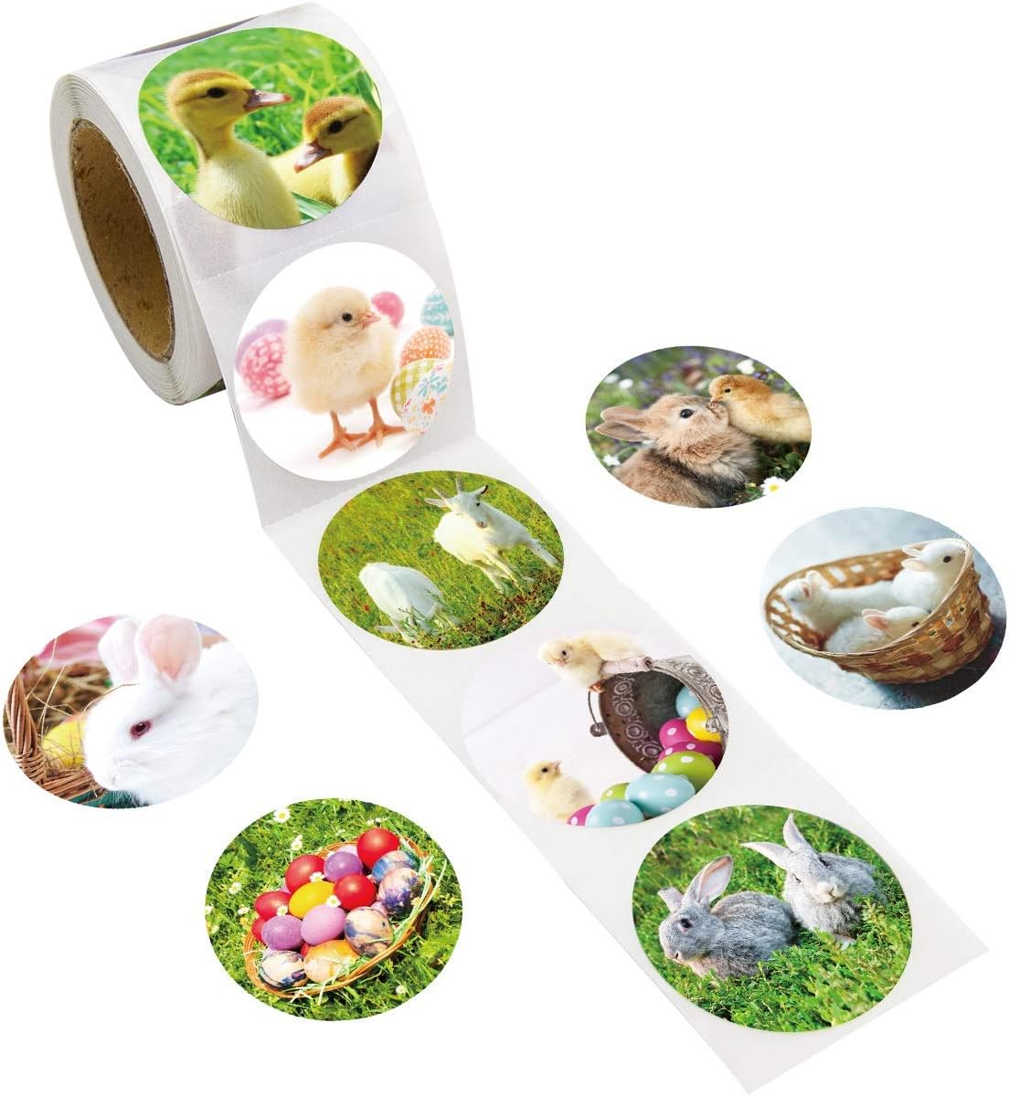 Fancy Land Realistic Easter Stickers for Kids 500 Pcs Per Roll Perforated Bunny Stickers Easter Party Supplies