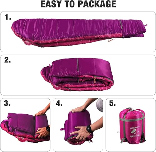 Vista 60 de Redcamp - Saco de dormir para niños, para acampada, 32 a 77 grados, 3 estaciones, clima cálido o frío, para niños, niñas y adolescentes, color azul