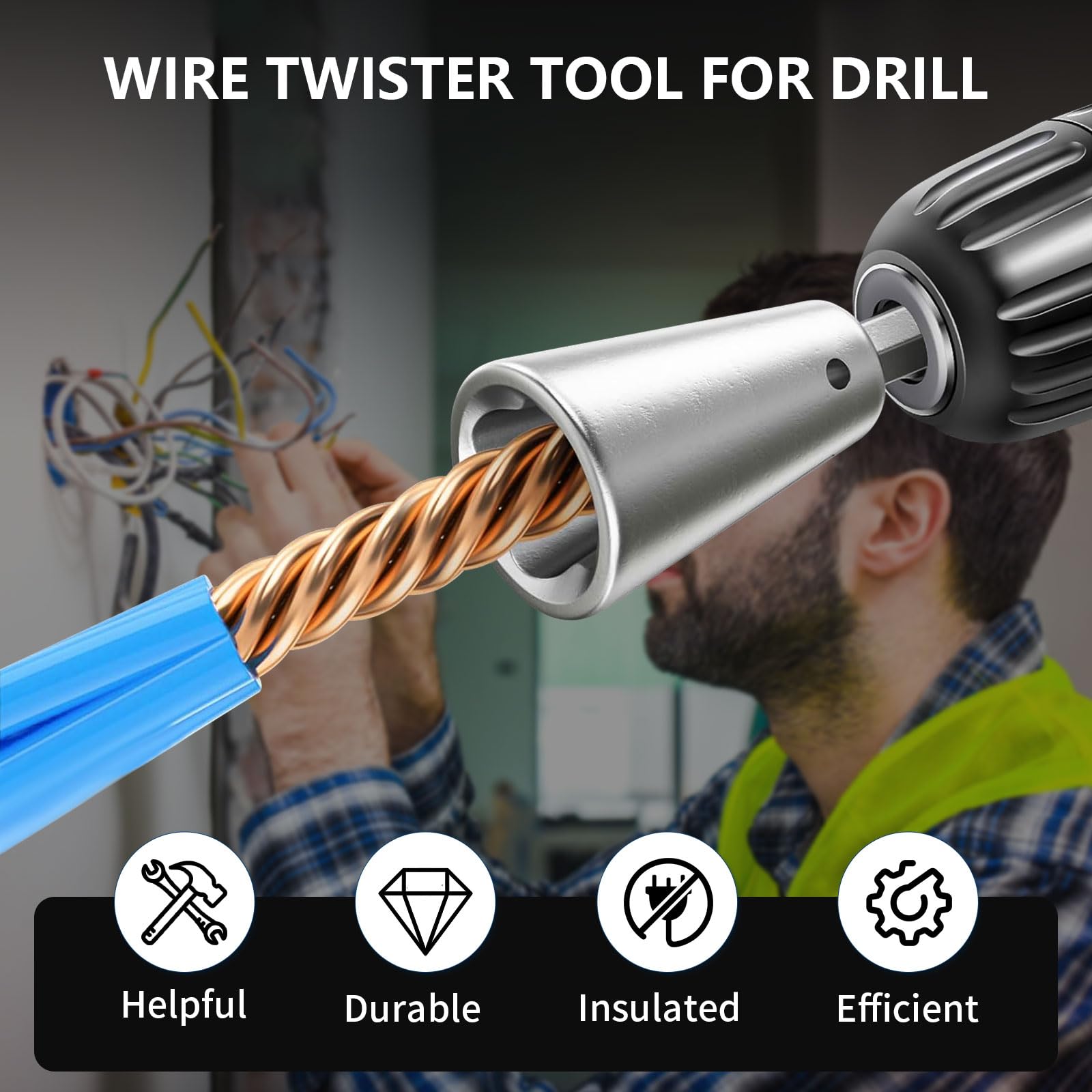 Nooydio Wire Twister Tool For Drill, Drill Wire Twister, Wire Twister Tool For Drill Drill Wire Twister Wire Twister Wire Connector Wire Twisting Tool Wire Nut Twister For Electrical Power Drill 2