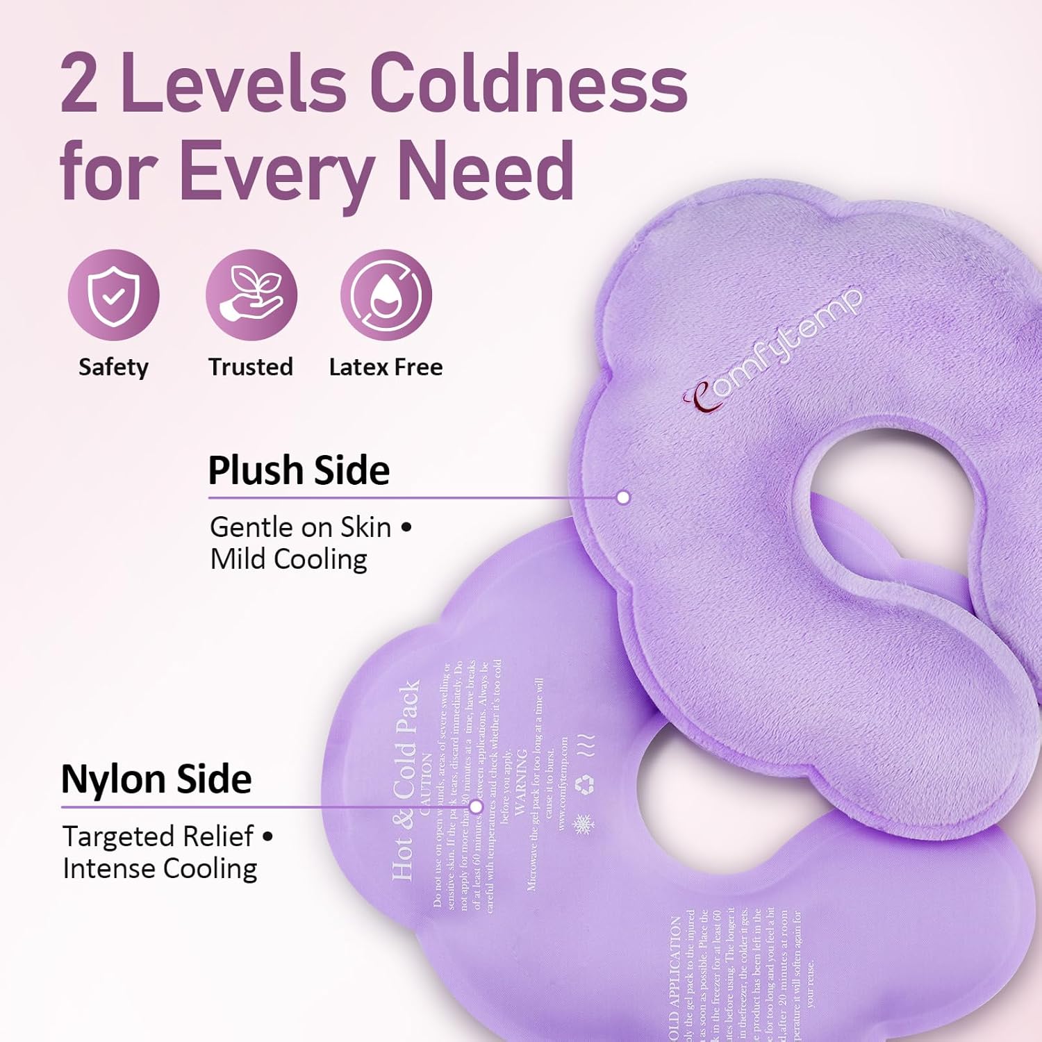 Comfytemp Breast Ice Packs, FSA Eligible HSA, Breastfeeding Therapy Packs, Larger Dual-Sided Hot & Cold Breast Gel Ice Pads, Reusable Nursing Pads Breastfeeding Postpartum Essentials, 4Pack