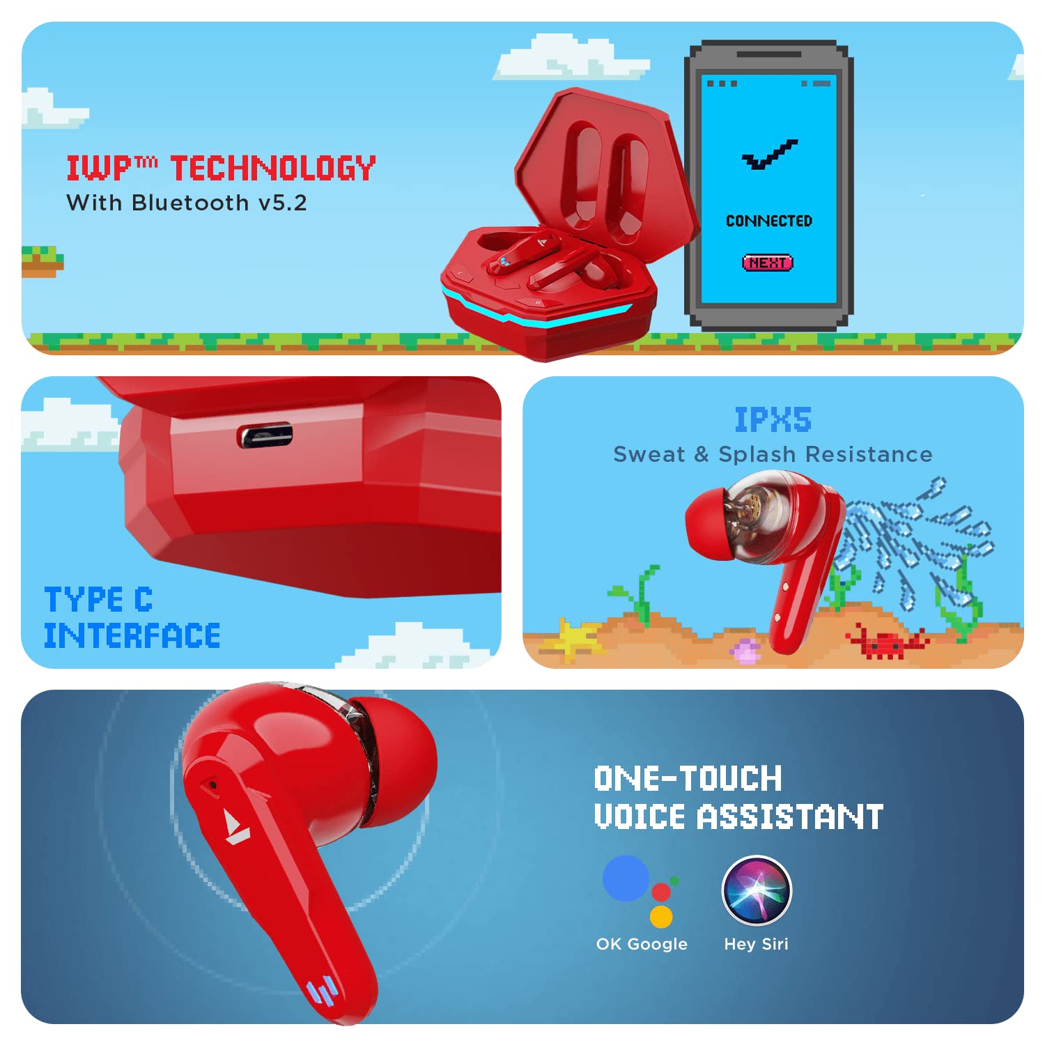 boAt Airdopes 191G features: IWP Technology, IPX5 water resistance, Type C interface, One-touch Voice Assistant