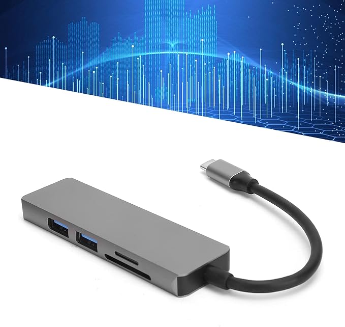 Adaptador USB tipo C 5 en 1 Hub Multimedia 4K miniatura 3