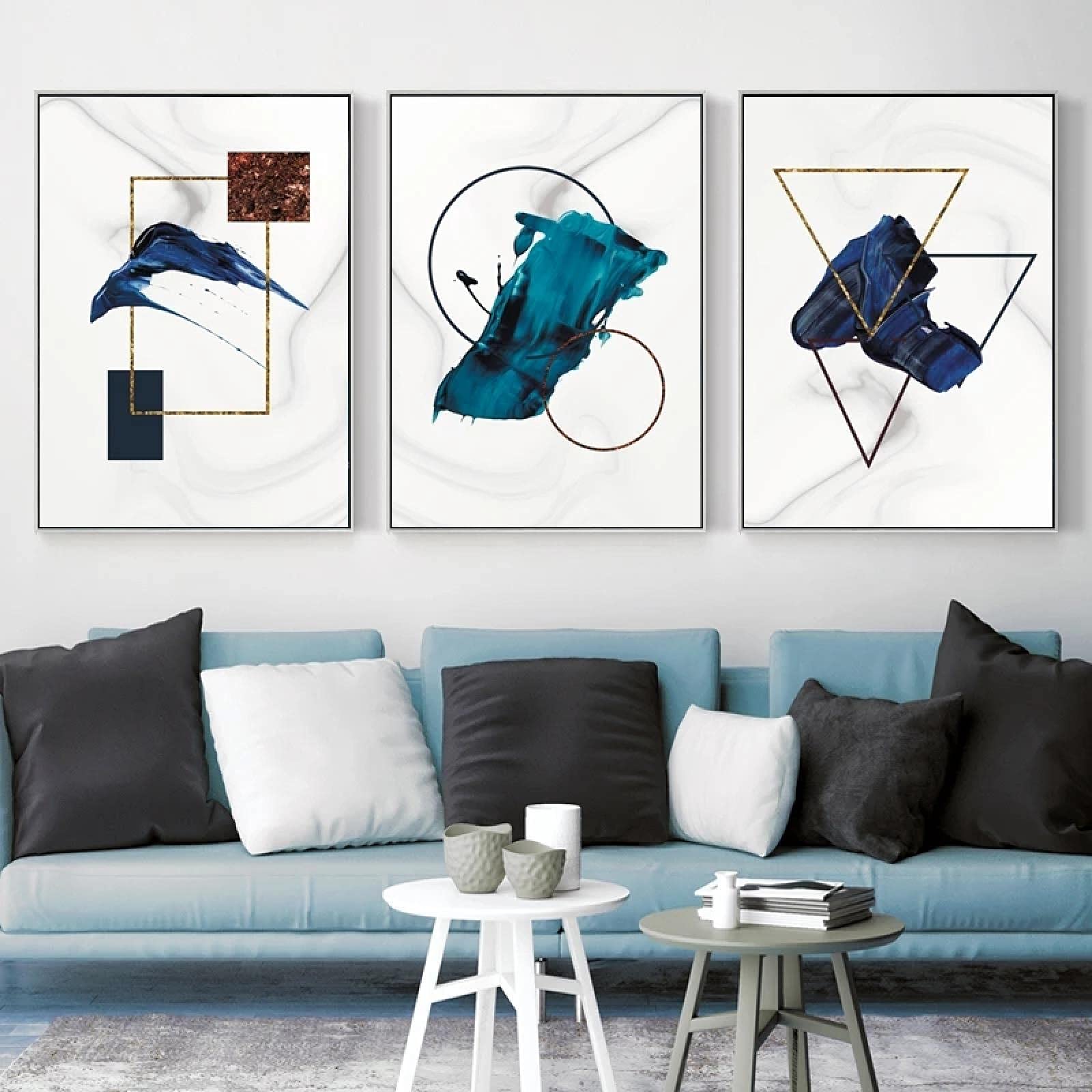 Lienzo geométrico moderno abstracto de 70x100cm tríptico minimalista 8