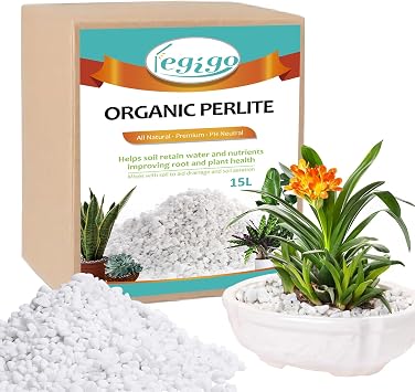 Legigo 15 Quarts Perlite البستانية العضوية للنباتات الداخلية - مزيج بلسم إضافي من التربة البستانية الطبيعية لتحسين الصرف والتهوية ونمو الجذر