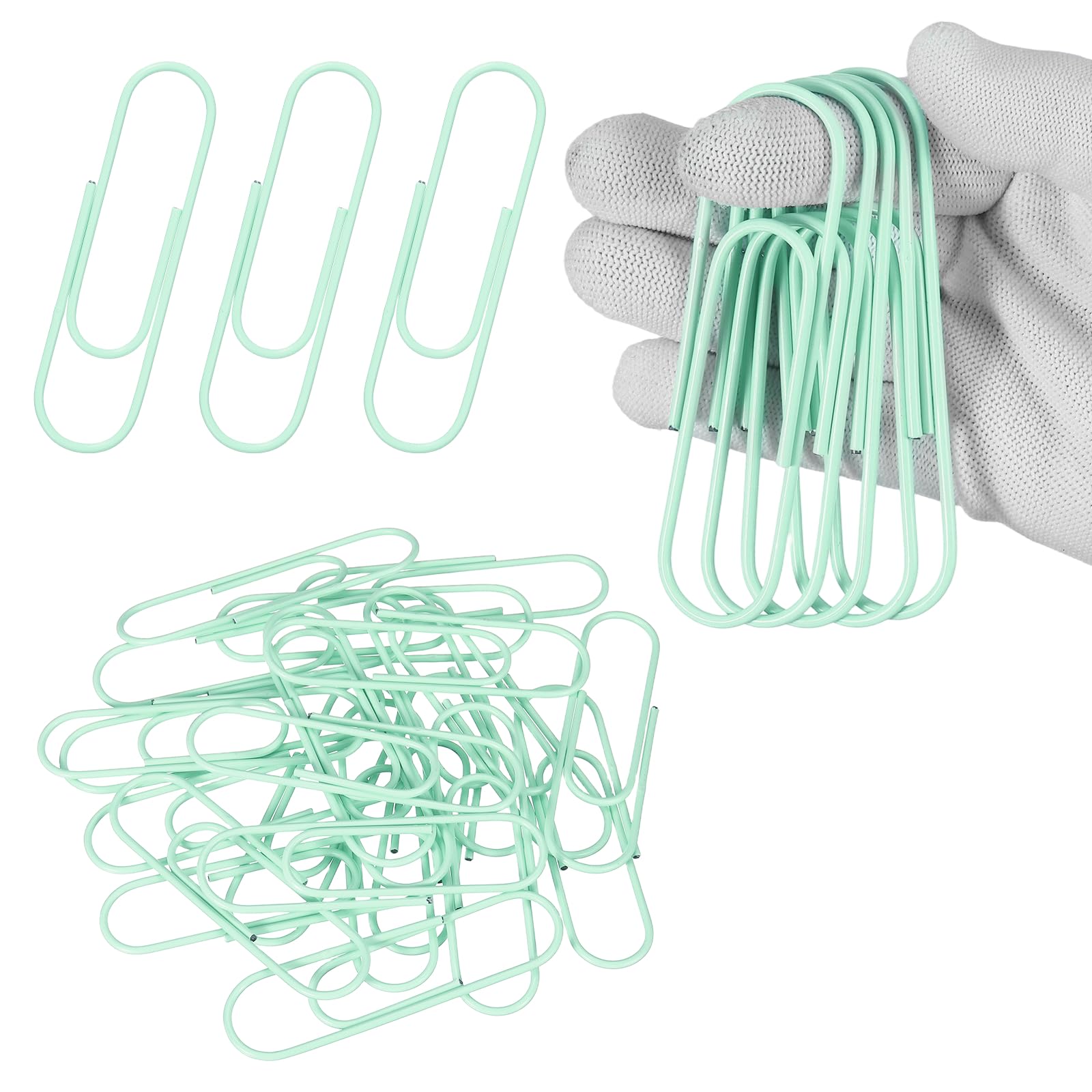 PATIKIL 10cm / 4 Inch Extra Large Paper Clip, 24 Pack Coated Giant Metal Paper Clip Rustproof for Documents DIY Crafts Home Office, Mint Green