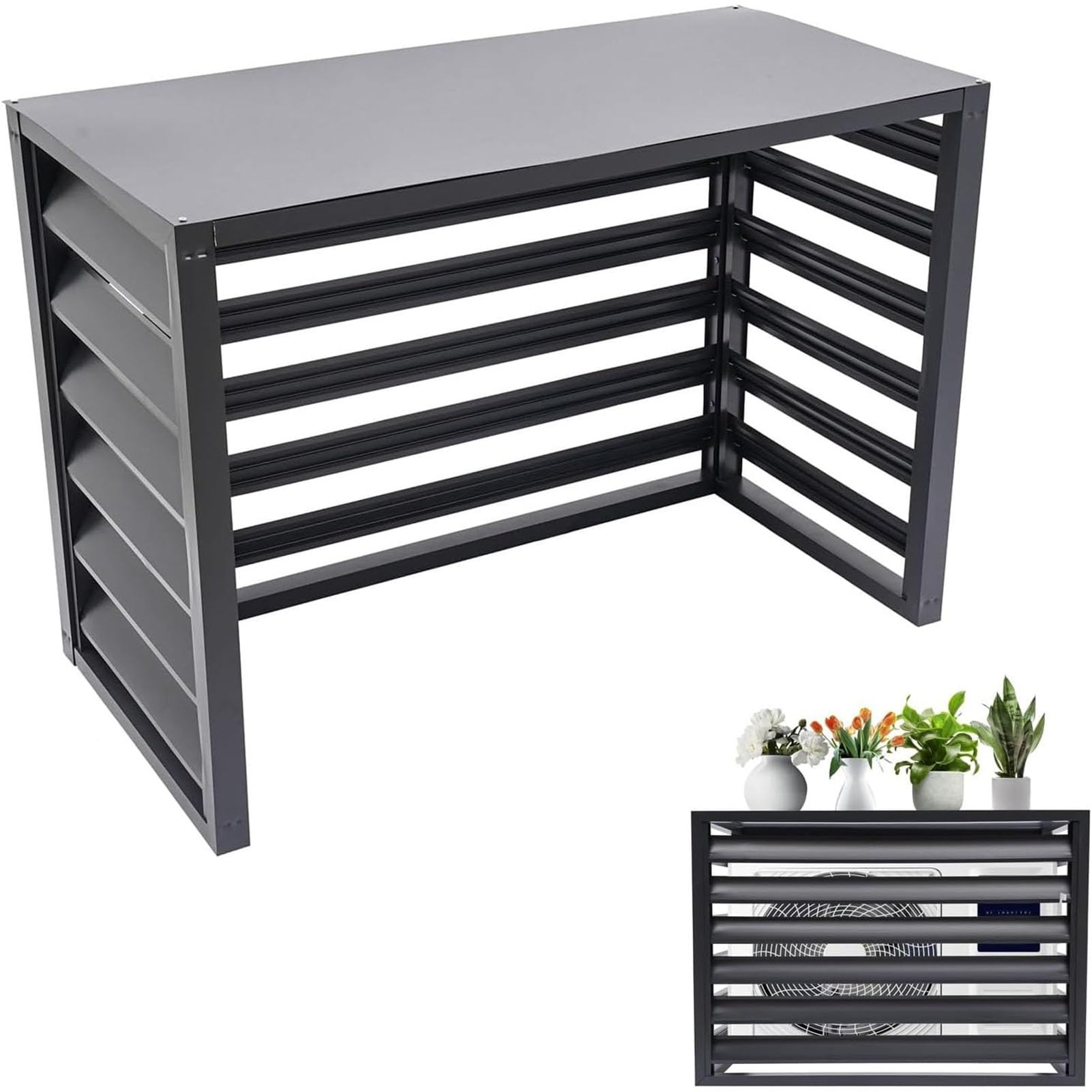 Copertura CA esterna in lega di alluminio e espositore per piante 110x60x80CM Grigio - Slish Garden Patio Sto Solut & Condizionatore D'aria Hideay