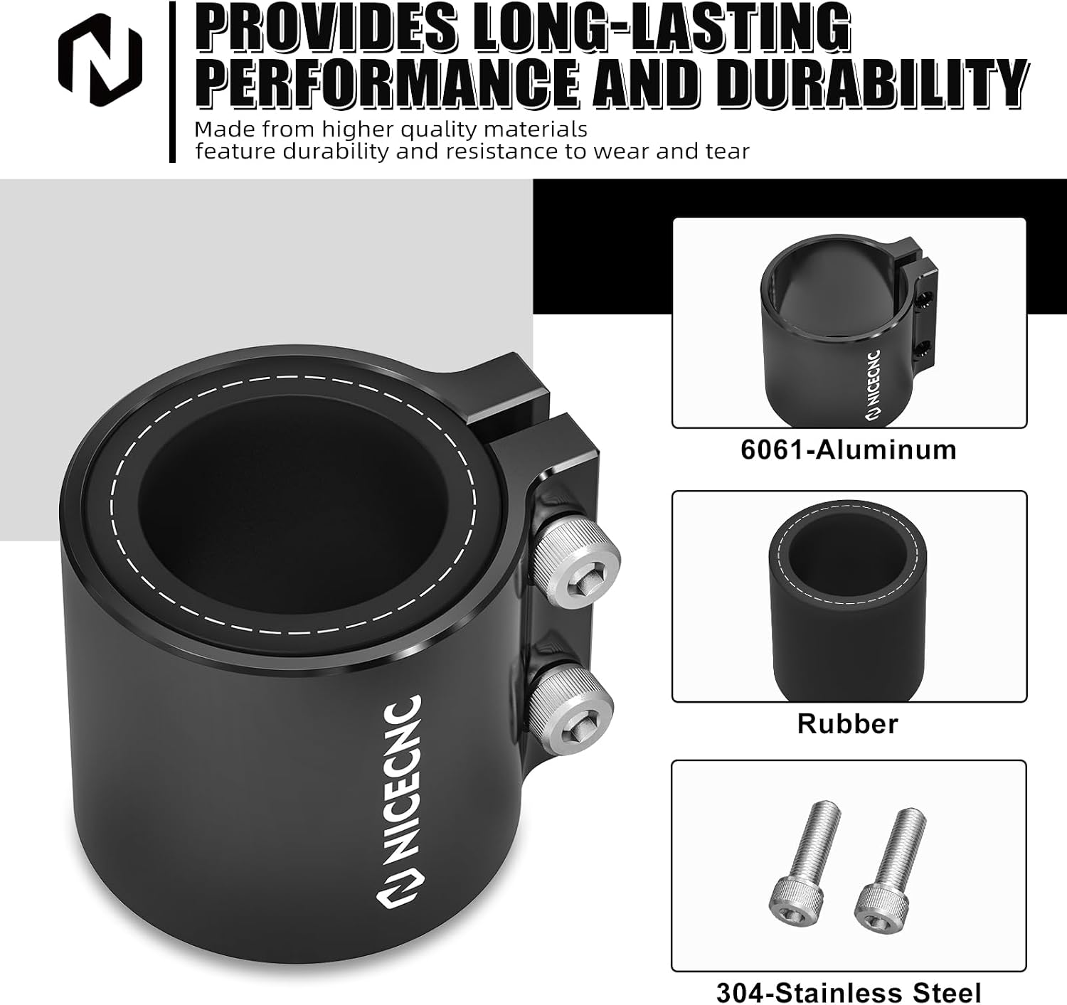 NICECNC Exhaust Clamp Exhaust Sleeve Clamp Band Compatible with Yamaha Blaster 200 1988-2006, Banshee 350 1987-2006, Replacement Part Number 1W2-14714-00-00, Black