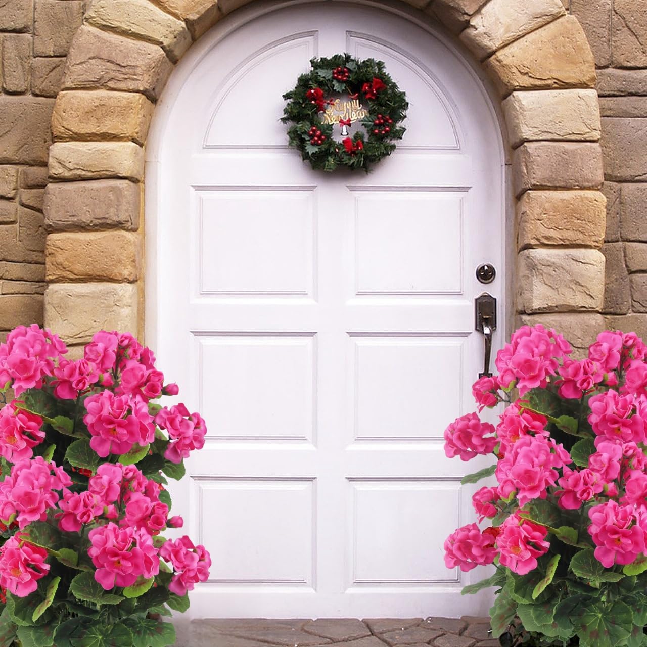 Avoik 4 fasci di fiori artificiali, per esterni, primavera, estate, decorazione finti, fiori di seta, resistenti ai raggi UV, per interni, per giardino, veranda, matrimonio, casa (rosa scuro)