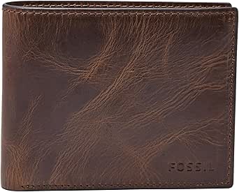 Fossil Men&#39;s Derrick RFID-Blocking Leather Bifold Wallet with Flip ID Window for Men
