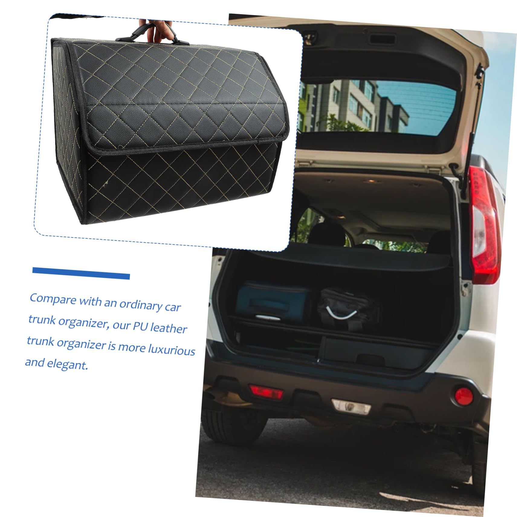 PRETYZOOM Caja de Almacenamiento para Coche Organizador Plegable de Cuero para Maletero de Coche para Viajes y Organización de Maletero