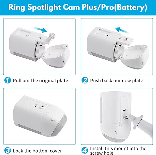 Miniatura 6 de Soporte de pared para Ring Spotlight Cam PlusPro batería soporte de metal resistente ajustable en 360 para interiores y exteriores cámara no