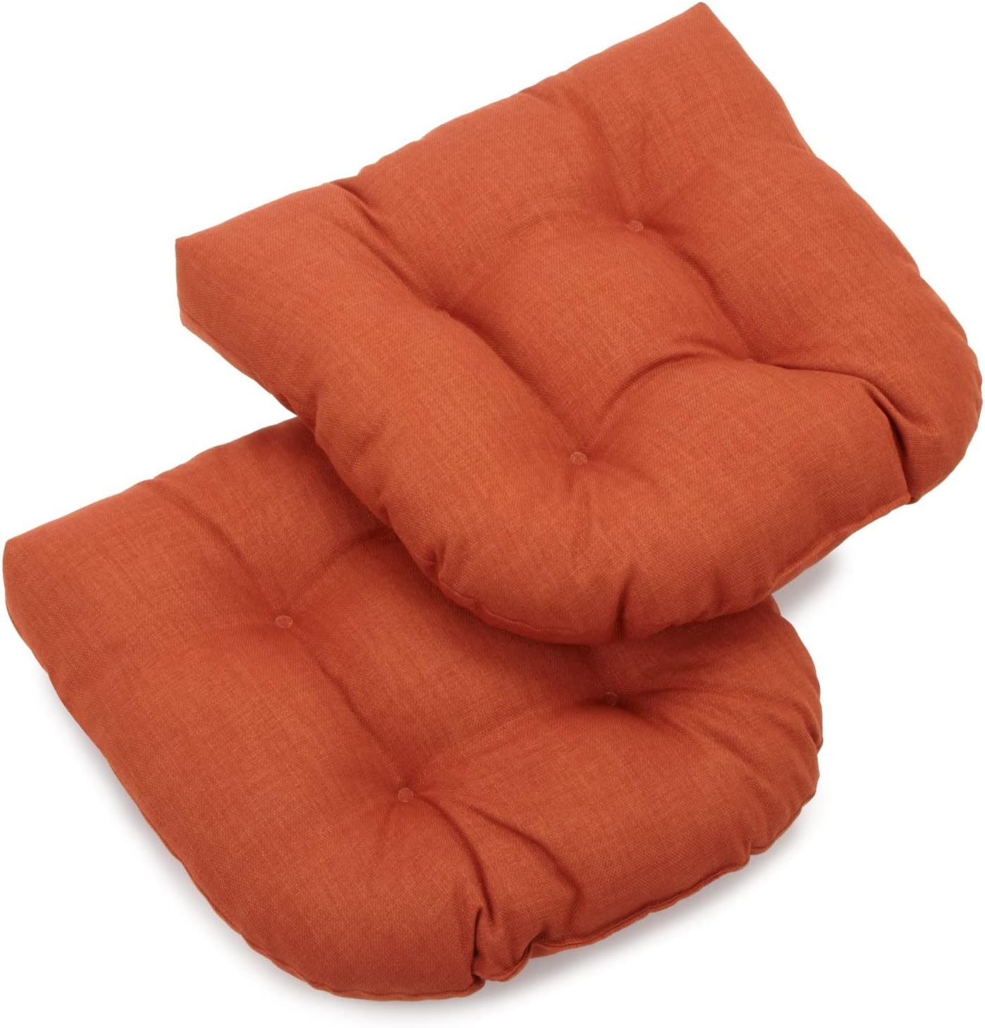 Blazing Needles Outdoor Spun Poly 19-Inch by 19-Inch by 5-Inch All Weather UV Resistant U-Shaped Cushions, Cinnamon, Set of 2