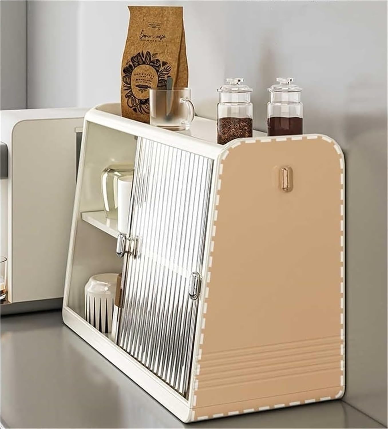 Desktop Double-Layer Cup Holder Spice Storage Cabinet Plastic Coffee Mug Organizer for Kitchens Bathrooms,Living Room